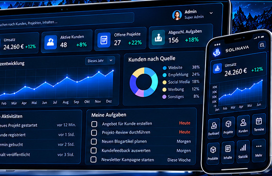 Beispiel eines Dashboard- und Admin-Cockpits